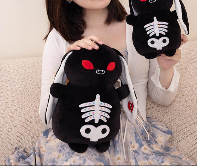 Gothic Black Bunny Plush with Red Eyes