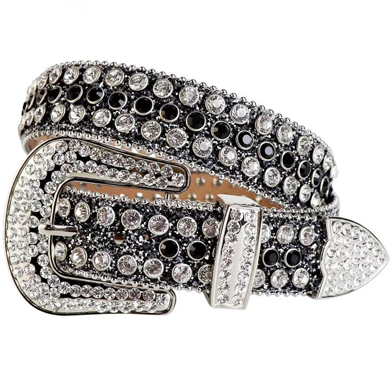 diamond Black Rhinestone Pin Buckle Belt