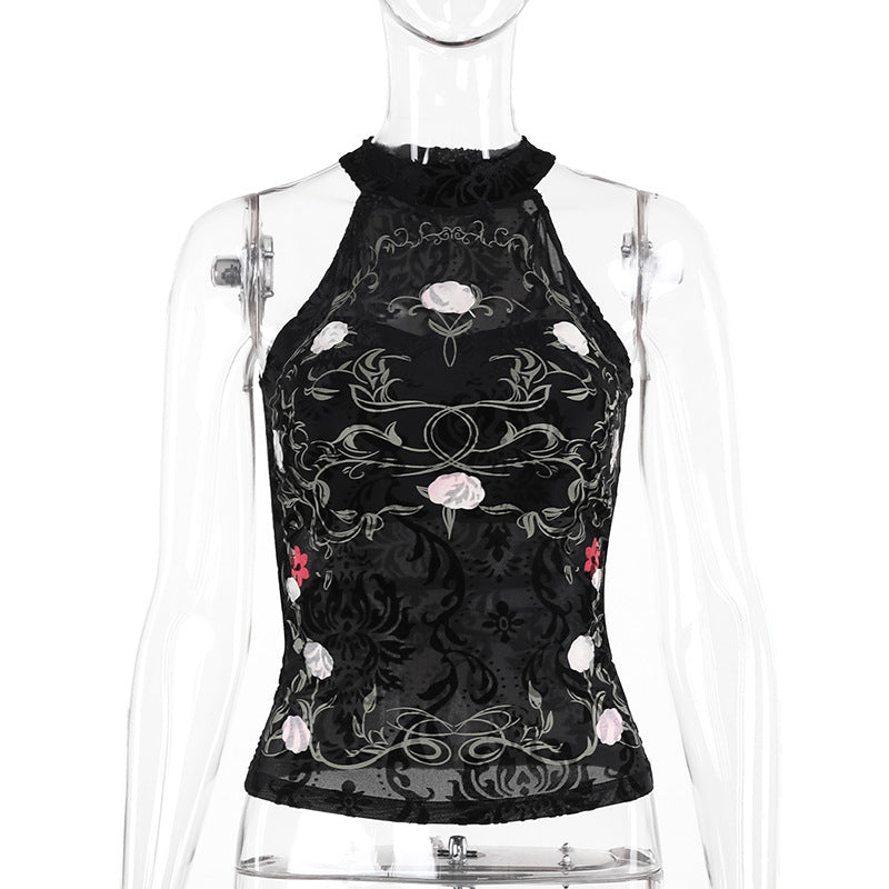 Floral Gothic Halter Top flowers