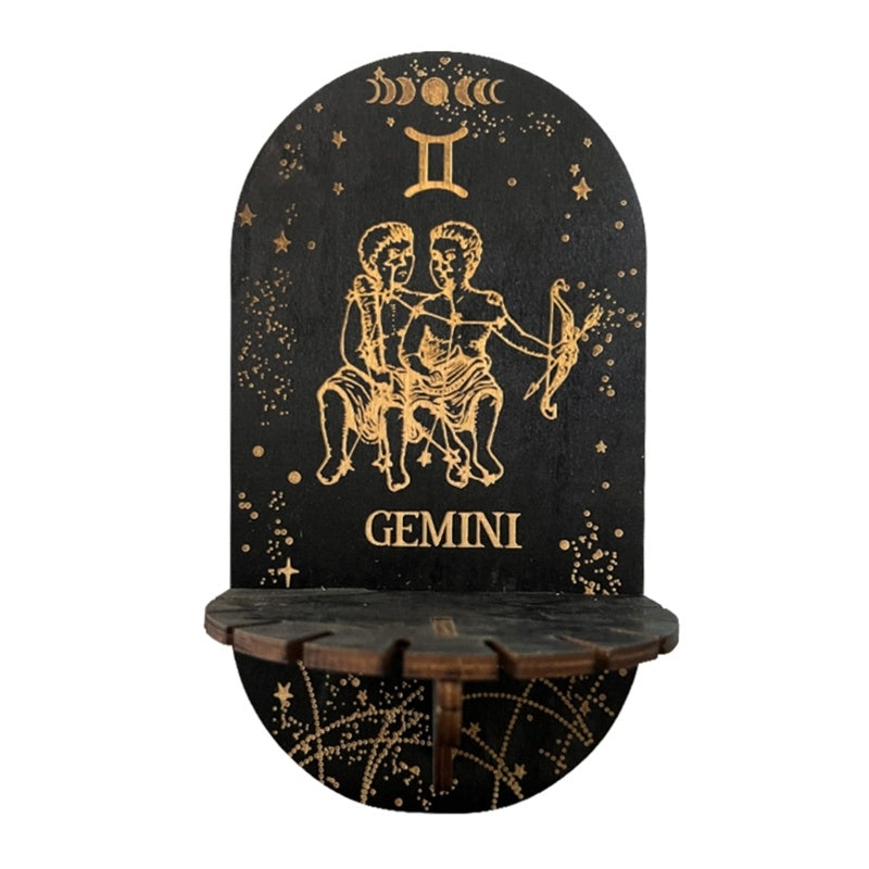 gemini Wooden Black Crystal Display Shelf