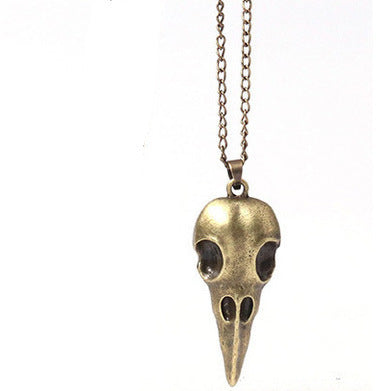 gold Crow Skull Necklace