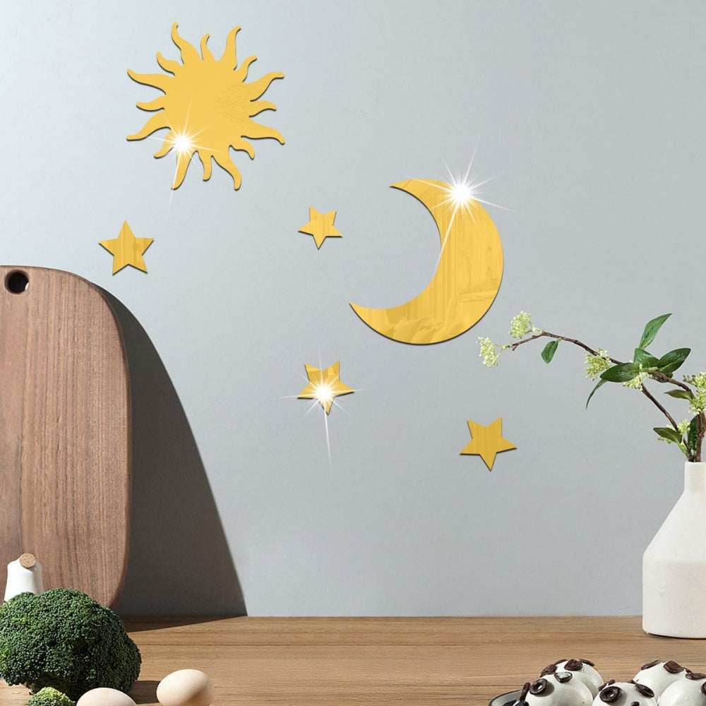 gold Star Moon Wall Decal Set Mirrors
