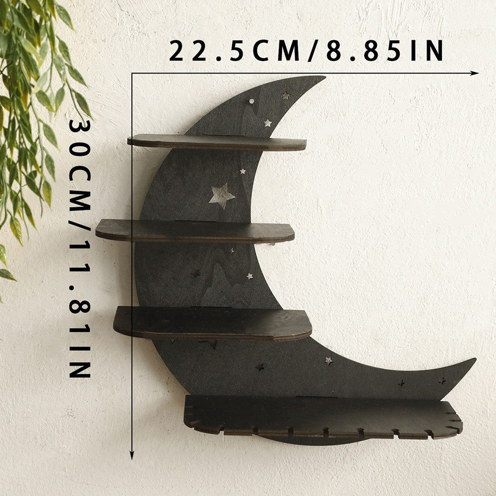 goth Black Crescent Moon Shelf occult for wall crystal display 