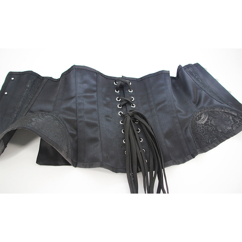 goth Black Hourglass Corset Embossed