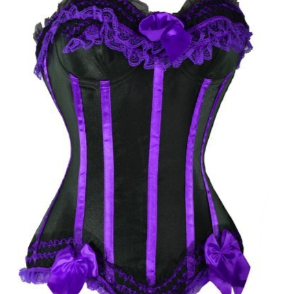 goth Black Purple Corset with Bows