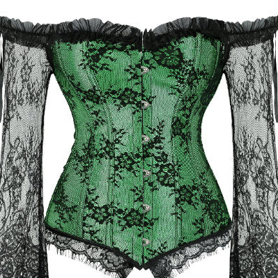 goth Green Long Sleeve Corset