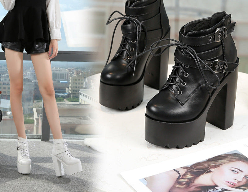 goth High Heel Platform Ankle Boots 5 Inches Womens