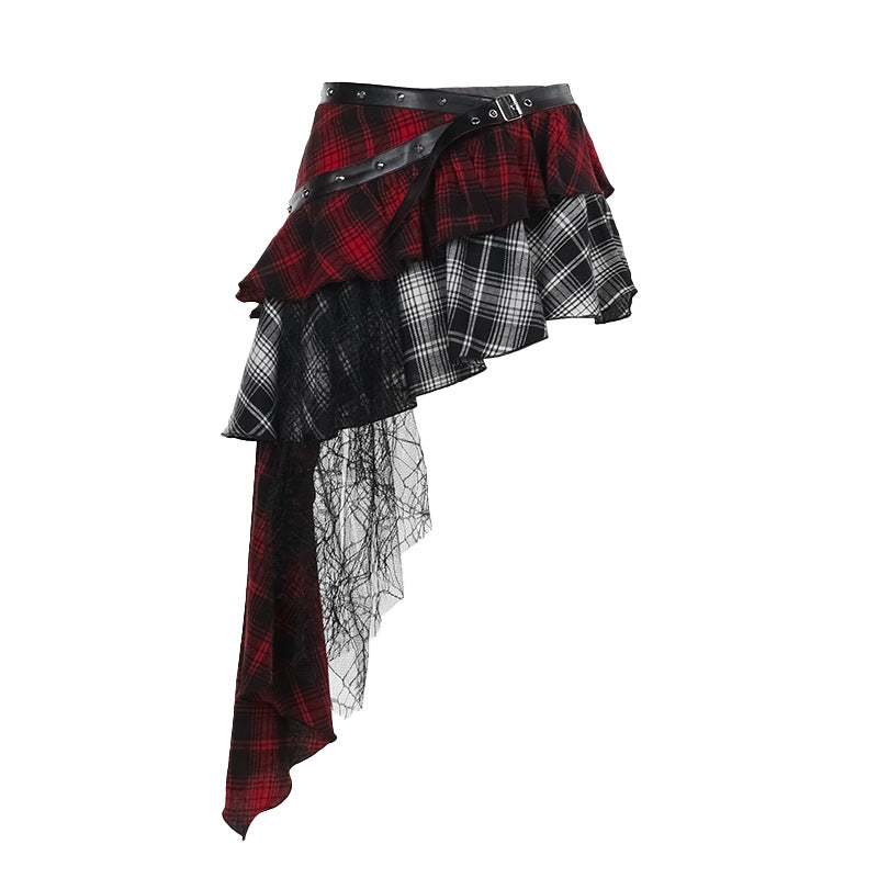 goth Lace Steampunk Plaid Skirt