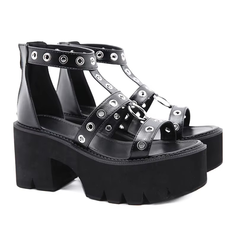 Rivet Goth Sandal Platform Heels
