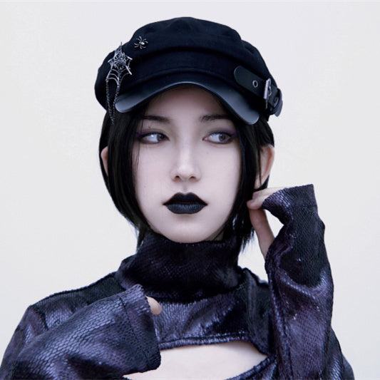 goth Spider Web Hat Gothic Black with Spider