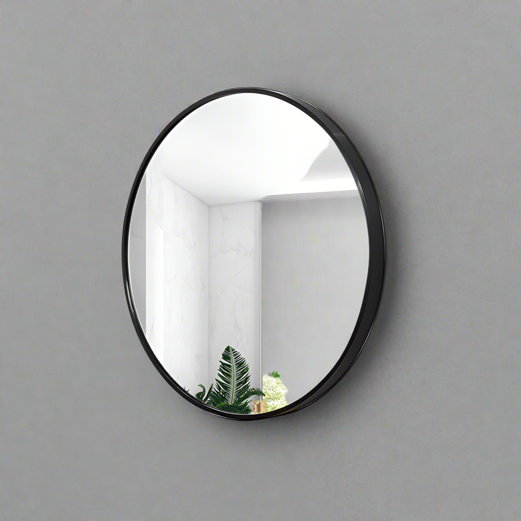 Black Large Round Wall Mirror