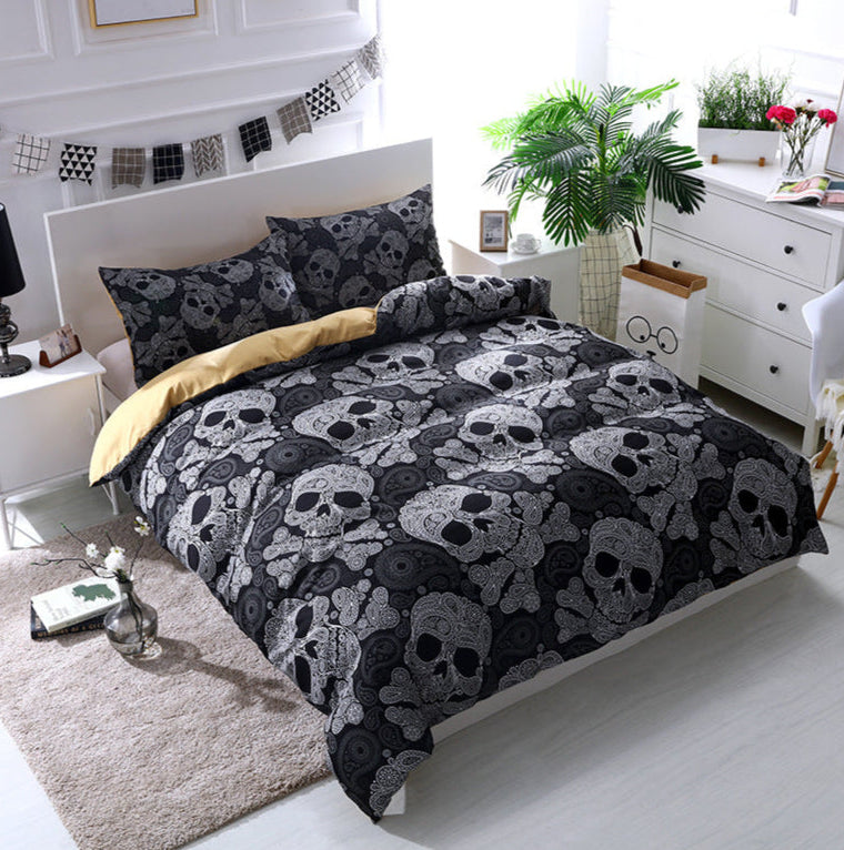 goth Skull Bedding Comforter Set with Pillowcases with pillowcases quilt cover