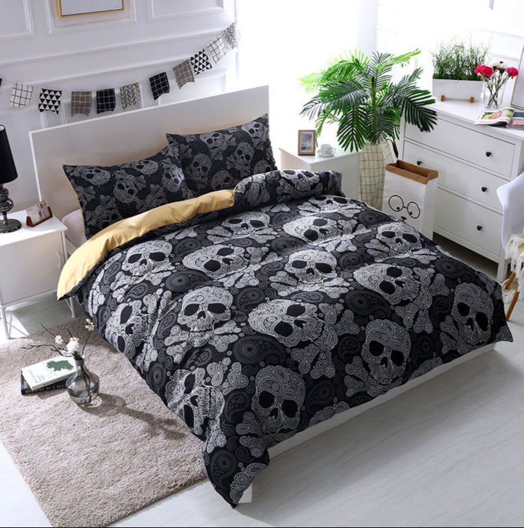 goth Skull Bedding Comforter Set with Pillowcases with pillowcases quilt cover
