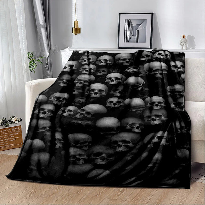 gray Gothic Skull Blanket