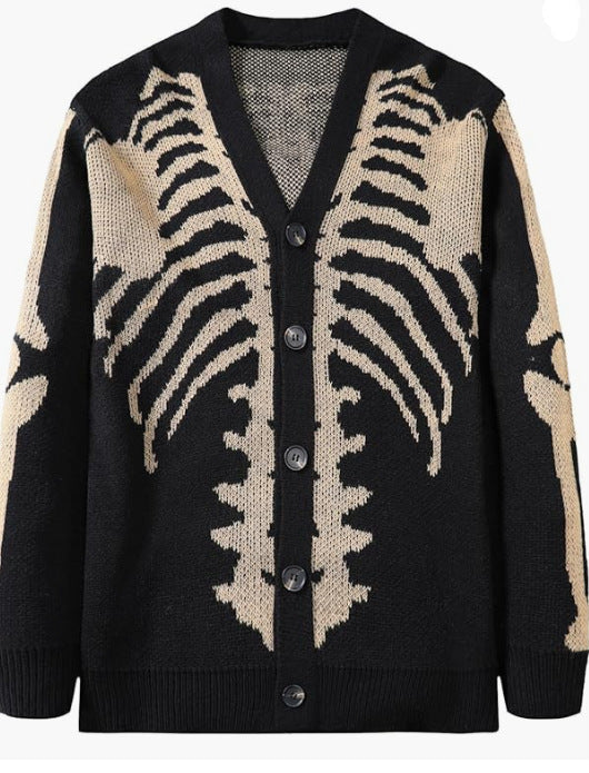 Skeleton Cardigan Knitted Sweater