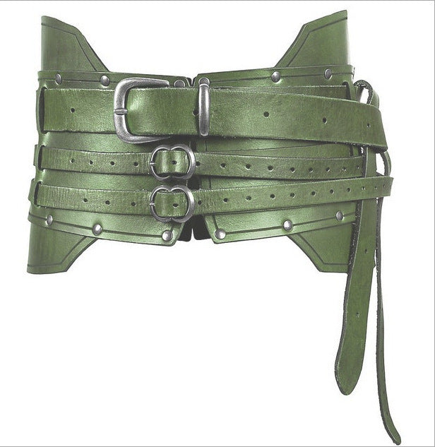 green Medieval Leather Waist Belt