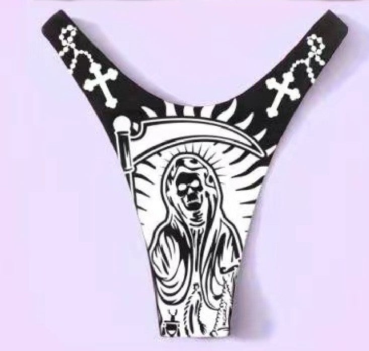 grim reaper "Pray" Dark Gothic Triangle Bikini Set with Crosses