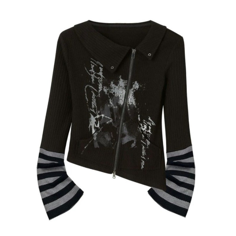 punk Alt Gothic Zipper Blouse
