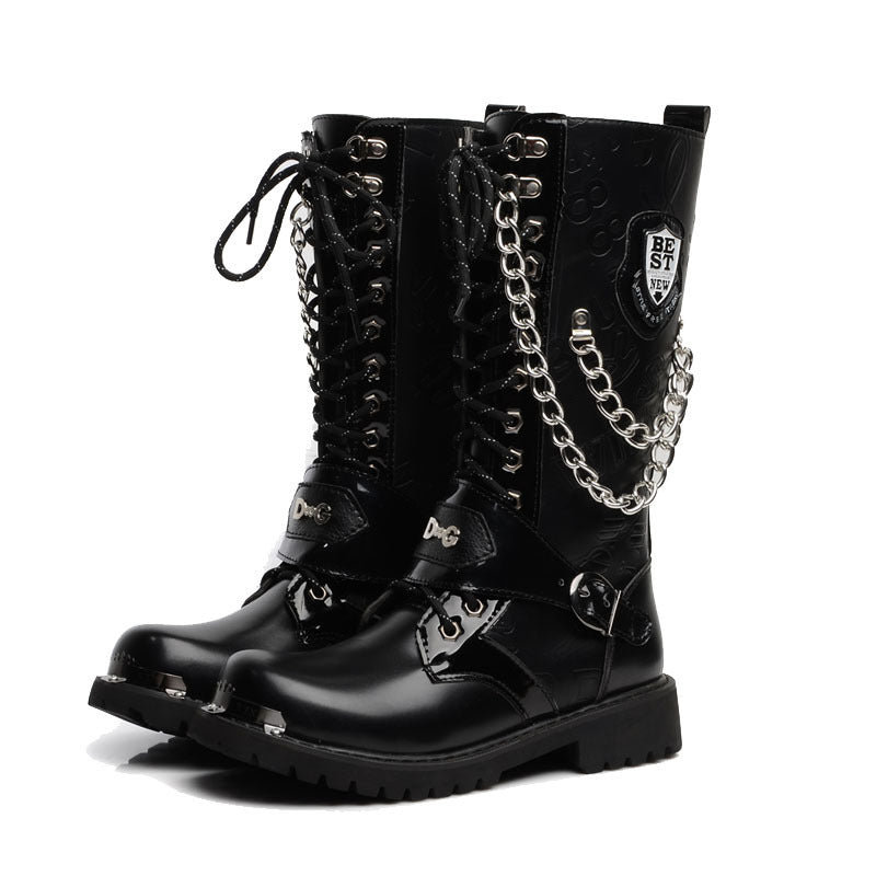 dark grunge Gothic Leather Boots Men's