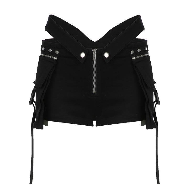 bandage  V-Cut Waist Shorts with Large Pockets