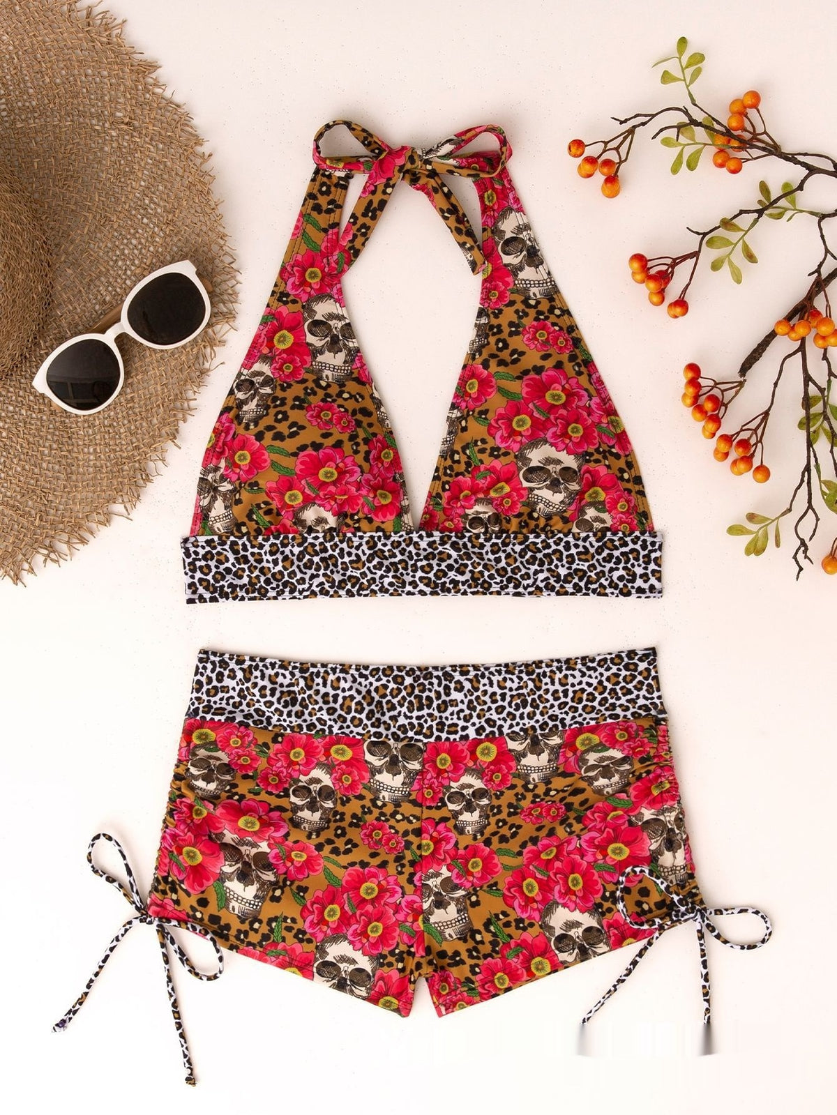 Skull Print Bikini Set Padded Style