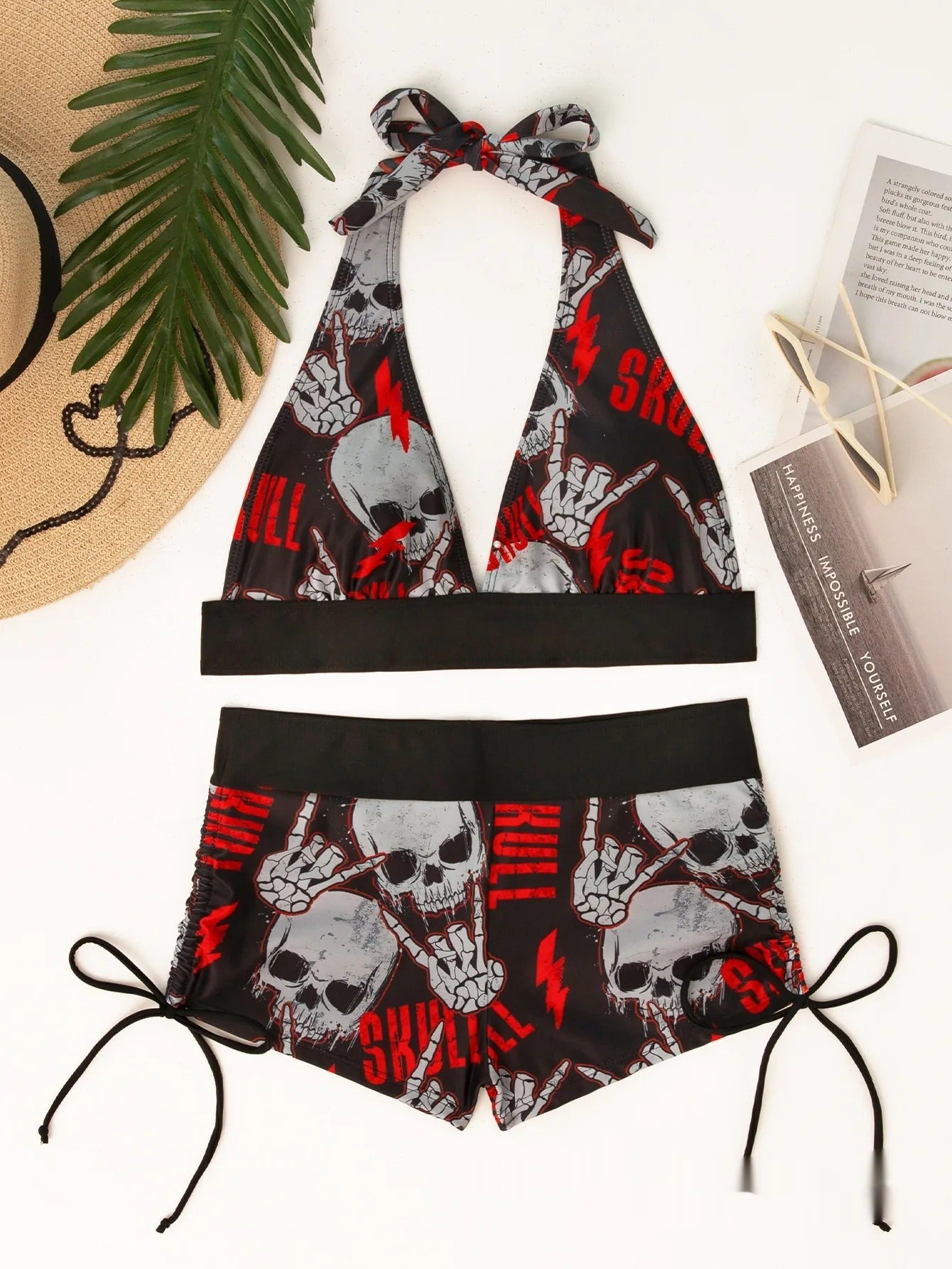 Skull Print Bikini Set Padded Style