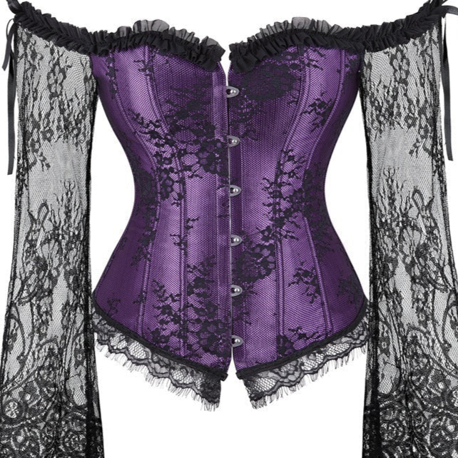 Goth Purple Long Sleeve Corset lace