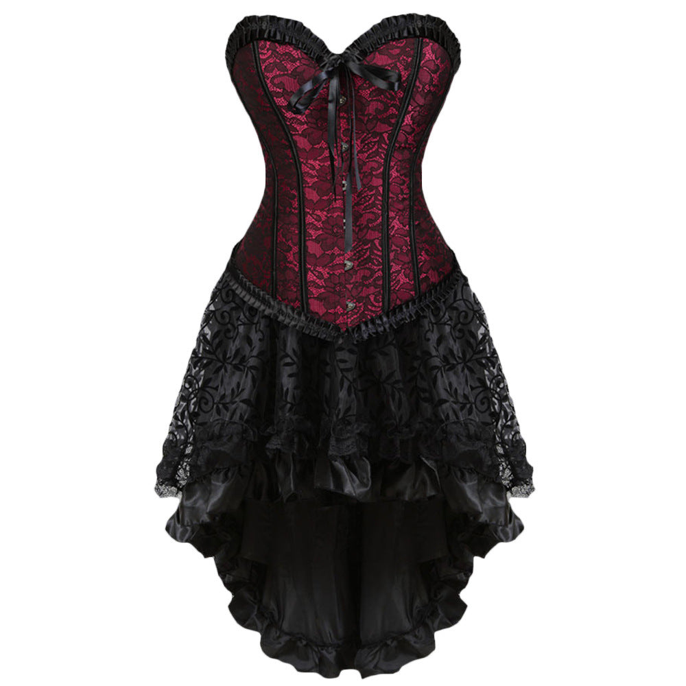 lace Mini Corset Dress - Black/Purple/Red