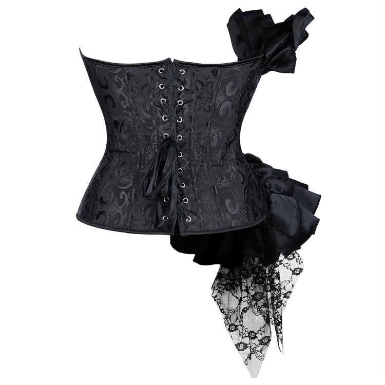 lace up Gothic Lace Ruffle Corset Top