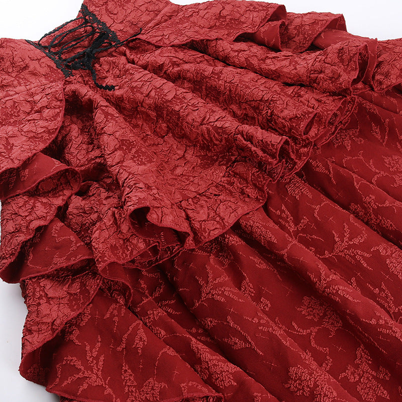 lace up waist Puffy Goth Lolita Skirt High Low
