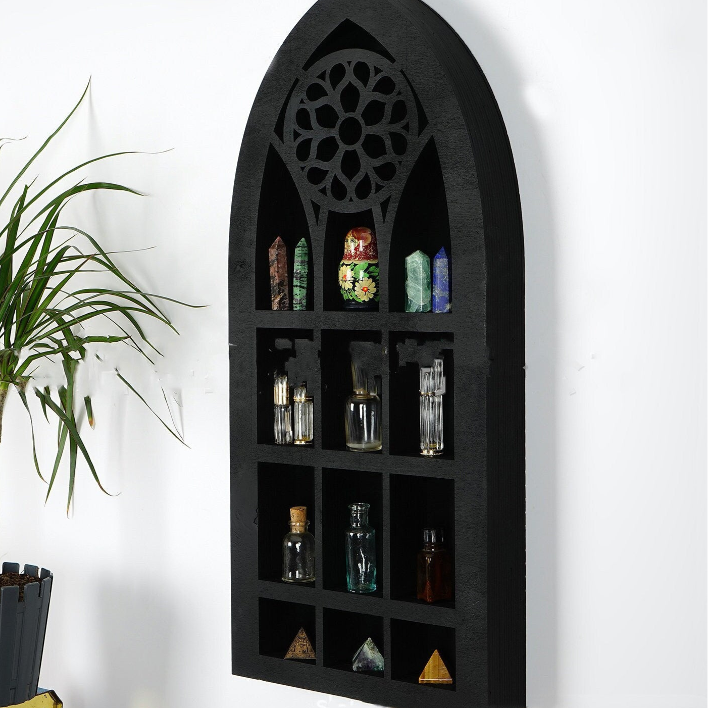 Black Gothic Bookshelf for Wall