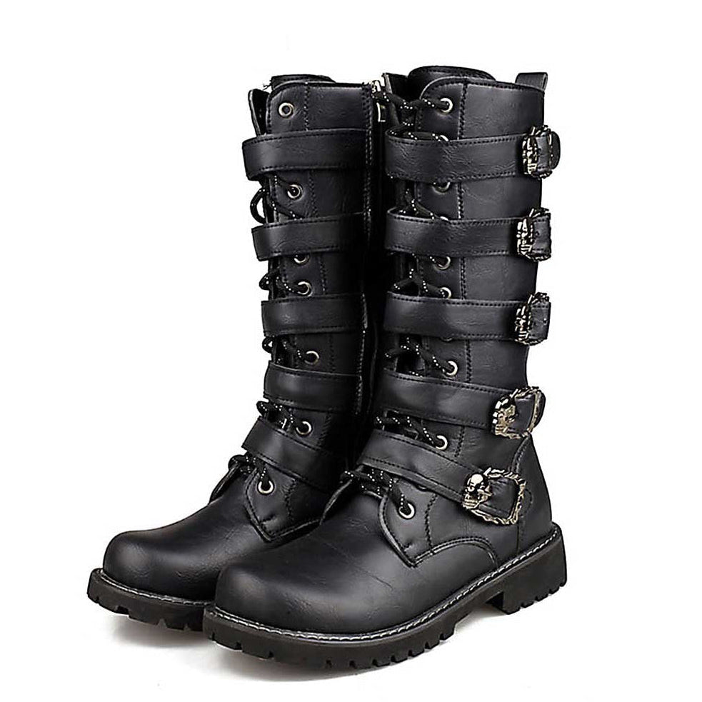 leather Gothic Knee Boots for Men