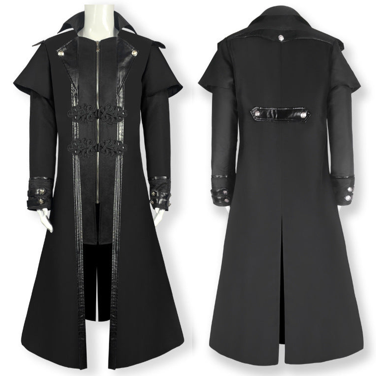 long sleeve Long Black Gothic Coat Jacket