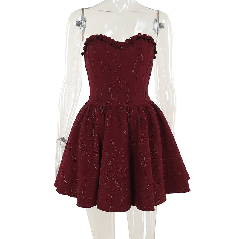 mini Goth Dress Red Strapless