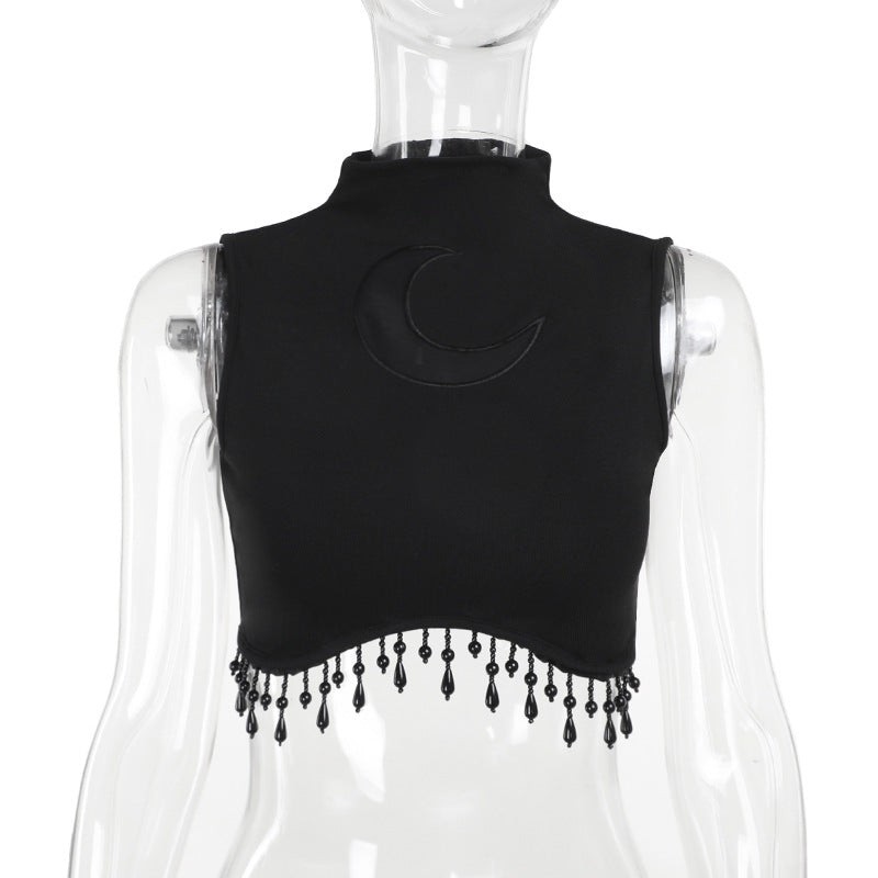 moon Witch Crop Top with Moon Design