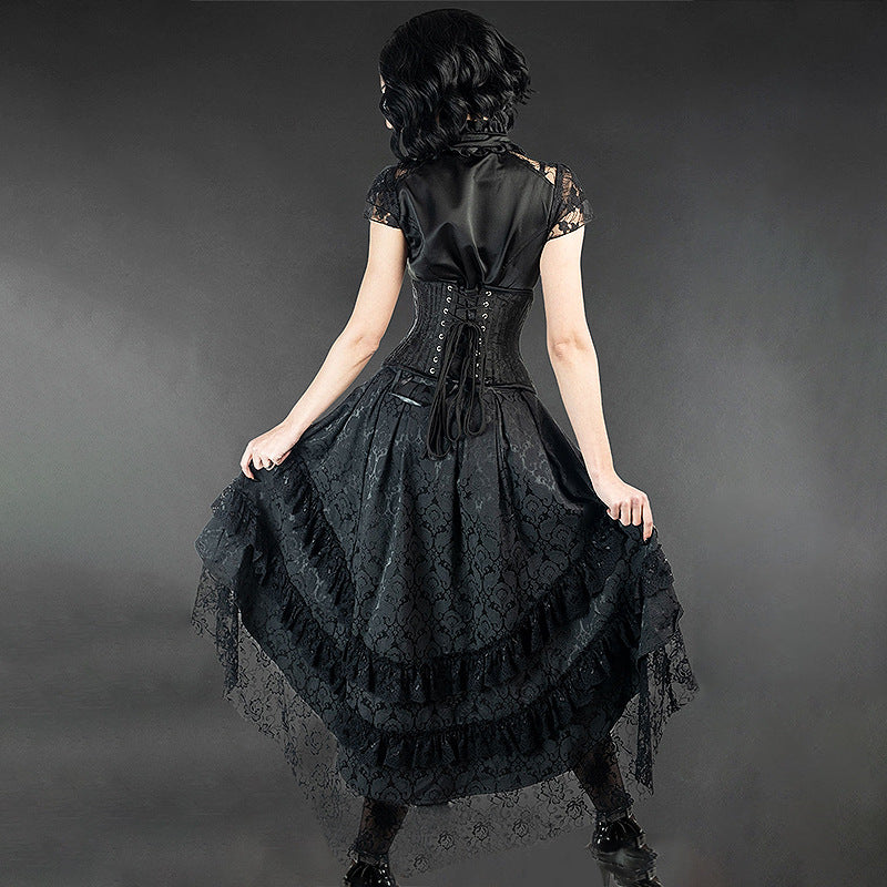 layered Retro Lace Black Gothic Victorian Skirt Voluminous