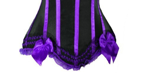 overbust Black Purple Corset with Bows