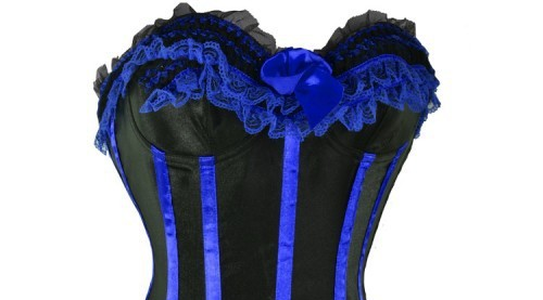 overbust Blue Corset with Bows