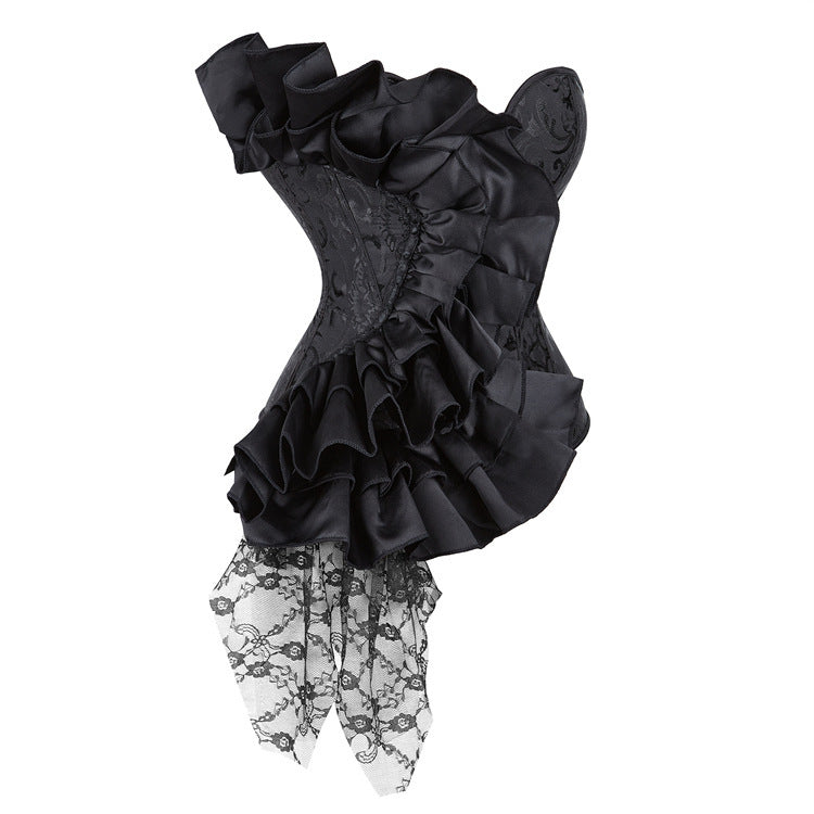 overbust Gothic Lace Ruffle Corset Top