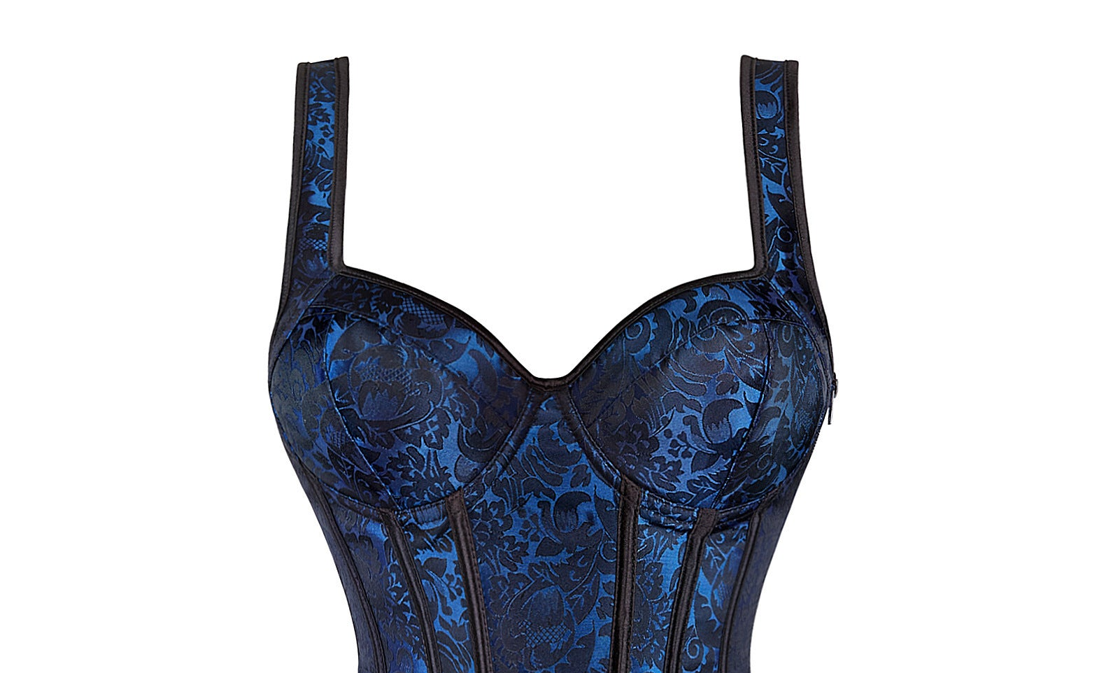 pattern Gothic Black Blue Corset with Strap Sleeves