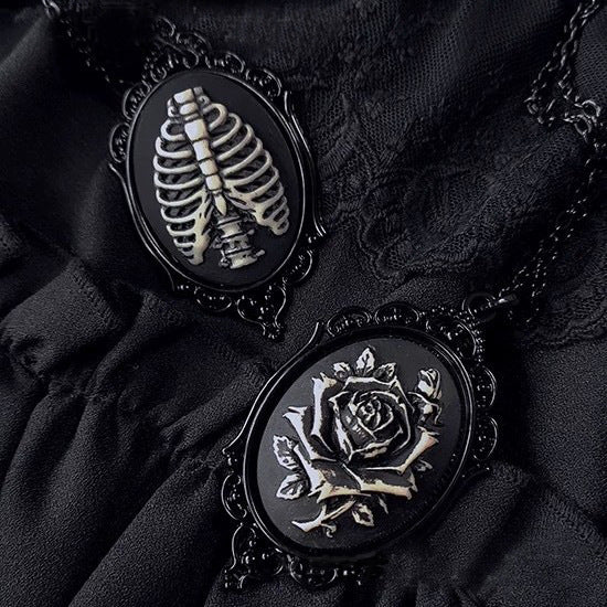 Black Gothic Skeleton Necklace pednant
