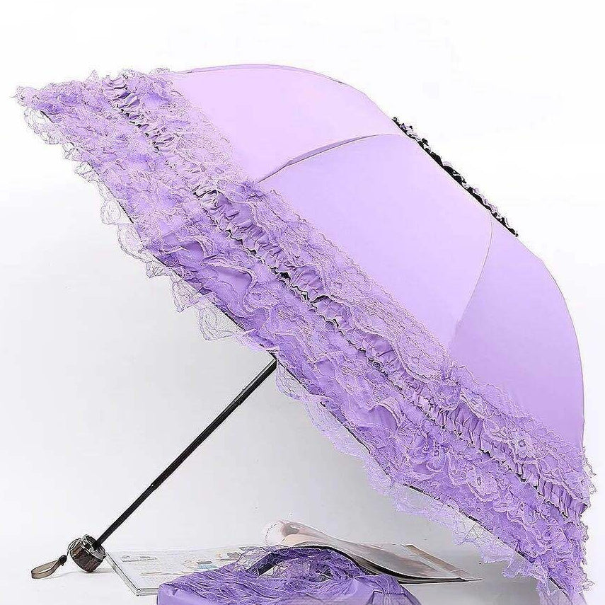 pink Lace Gothic Umbrella Black