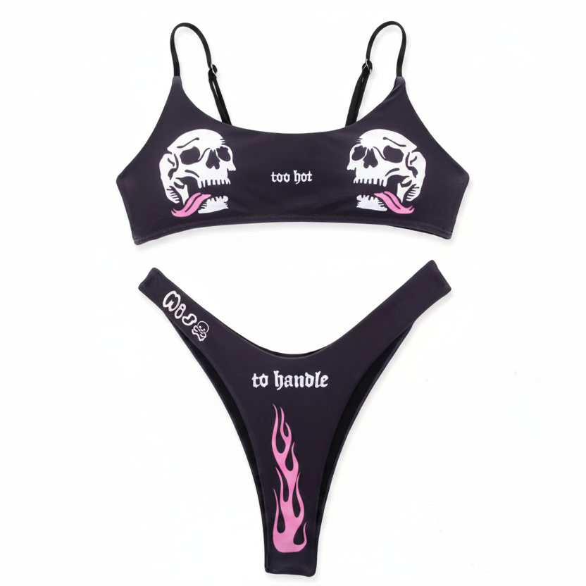 
Goth Skull Bikini Set "Too Hot To Handle"
