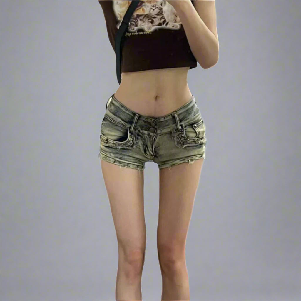 punk Low Waist Alternative Denim Shorts