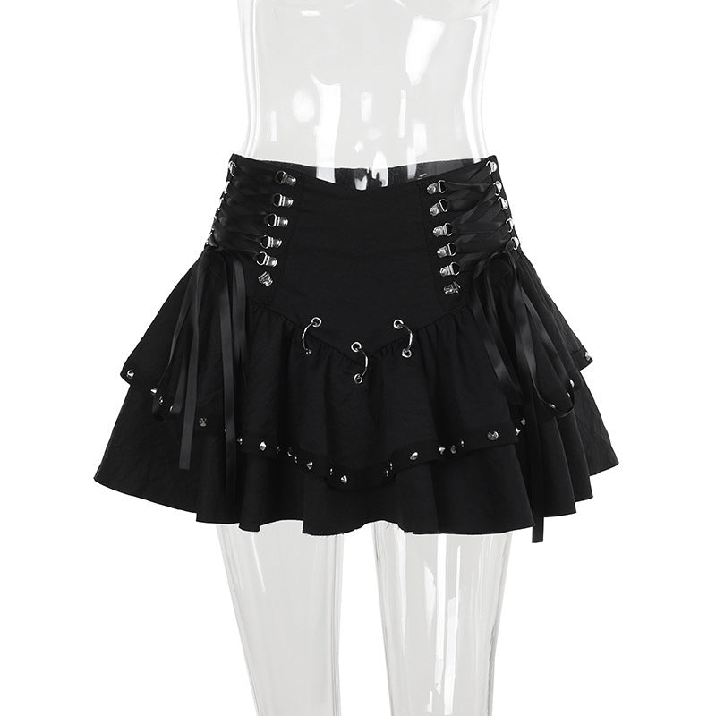 gothic Ribbon Lace Up Sexy Goth Skirt