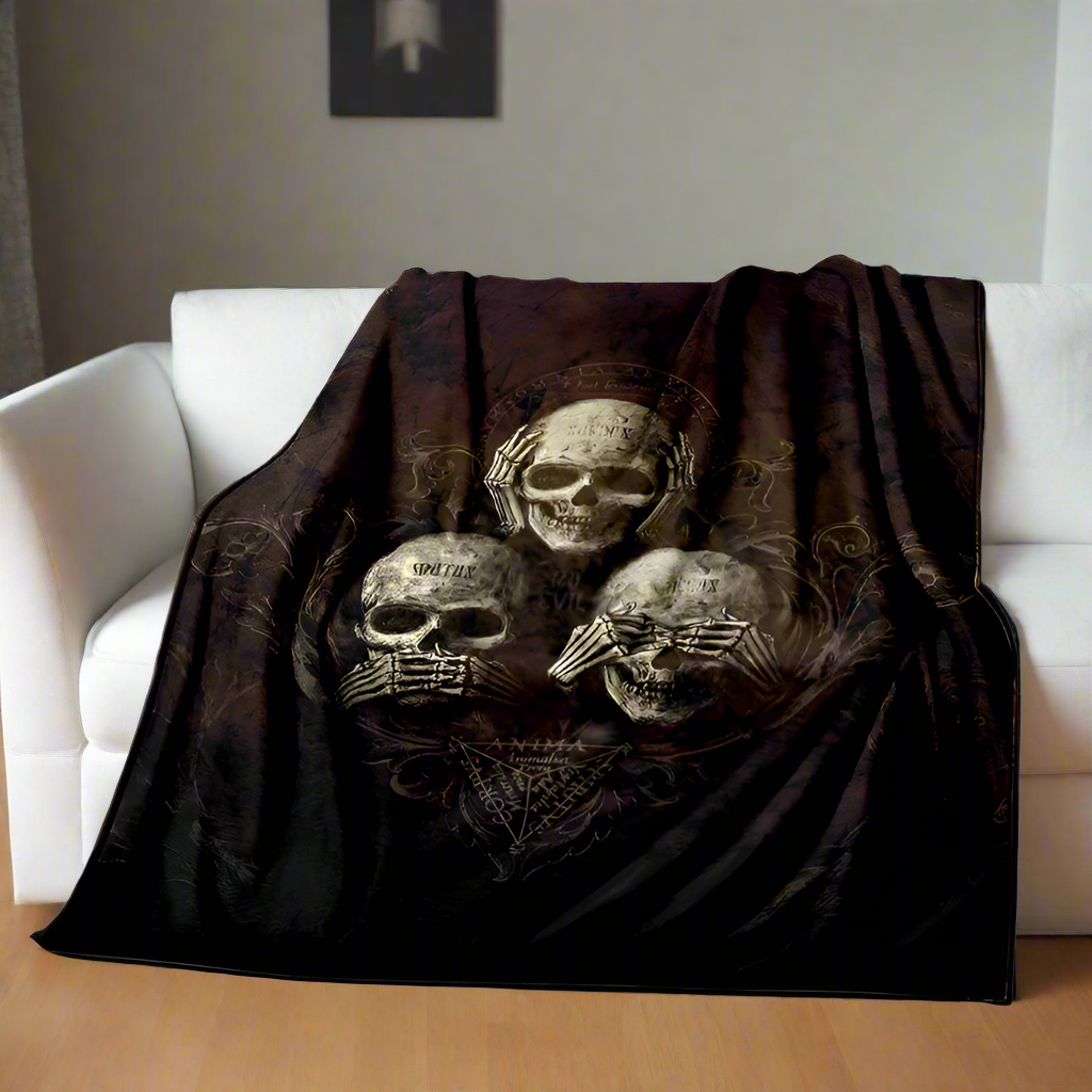 punk Skull Brown Steampunk Blanket