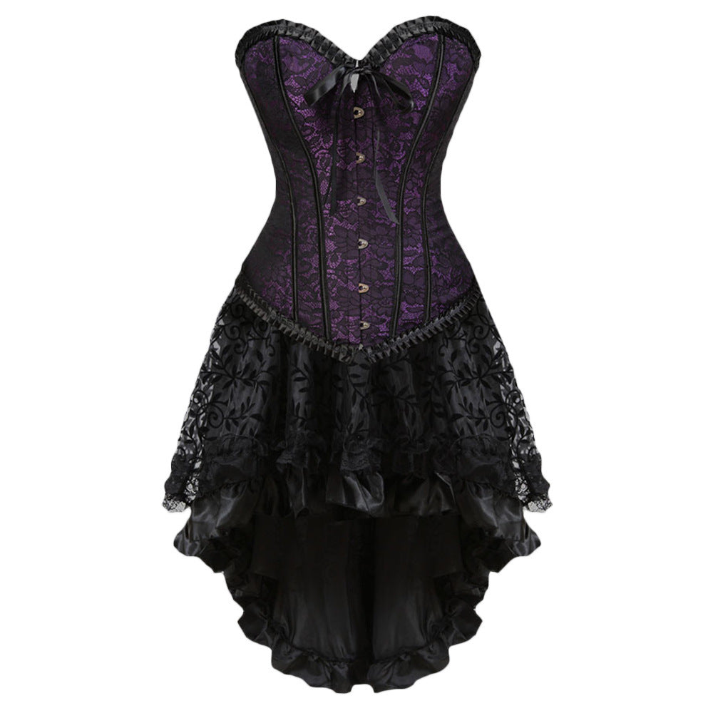 purple Mini Corset Dress - Black/Purple/Red