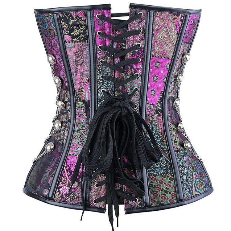 purple Steampunk Corset Purple Gray Overbust