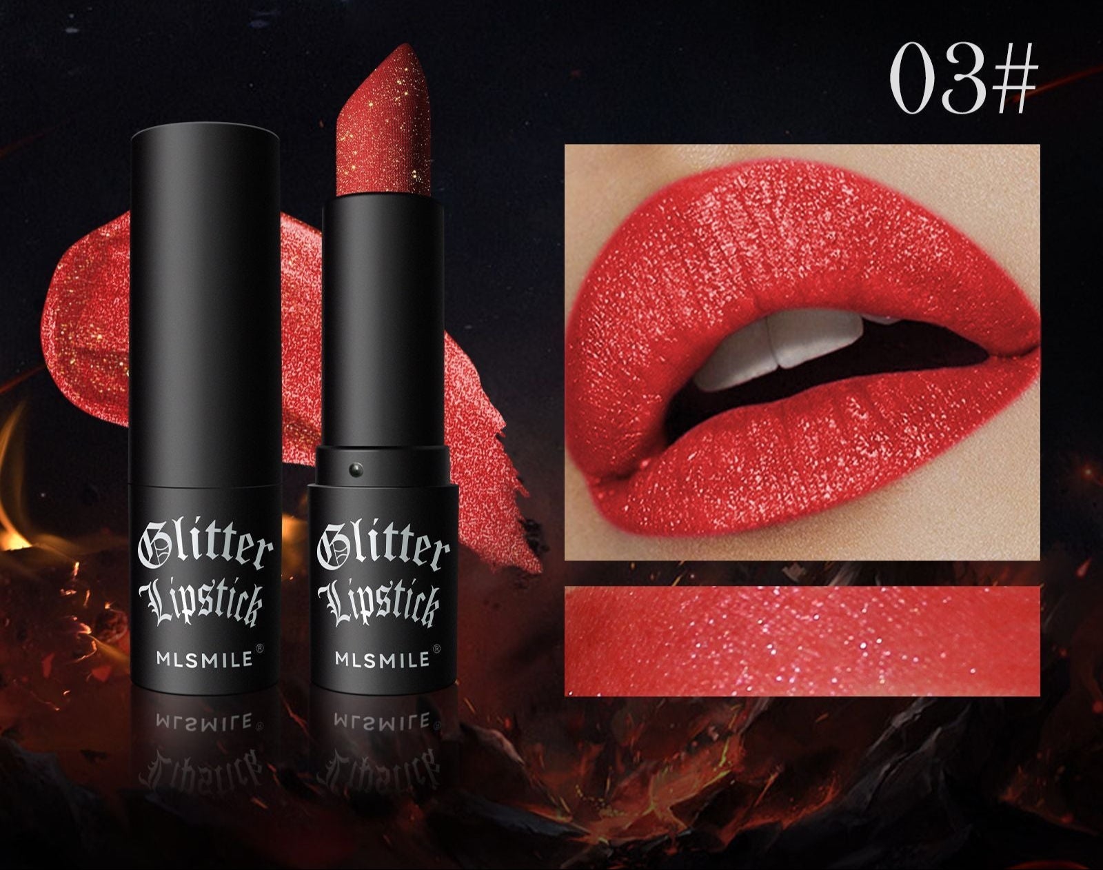 red Glitter Lipstick Shimmering Gothic
