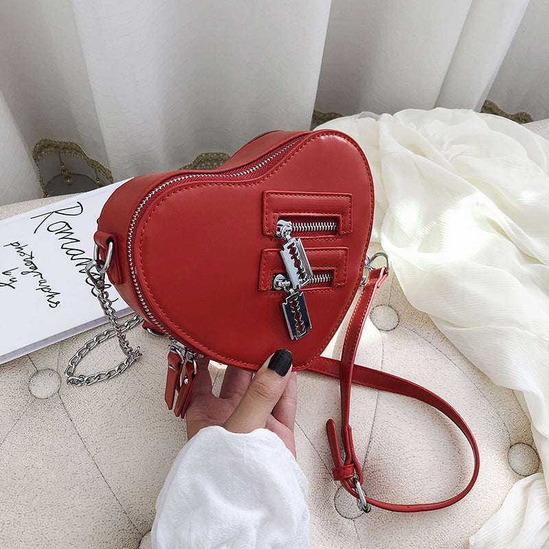 red Gothic Heart Bag with Razor Blades